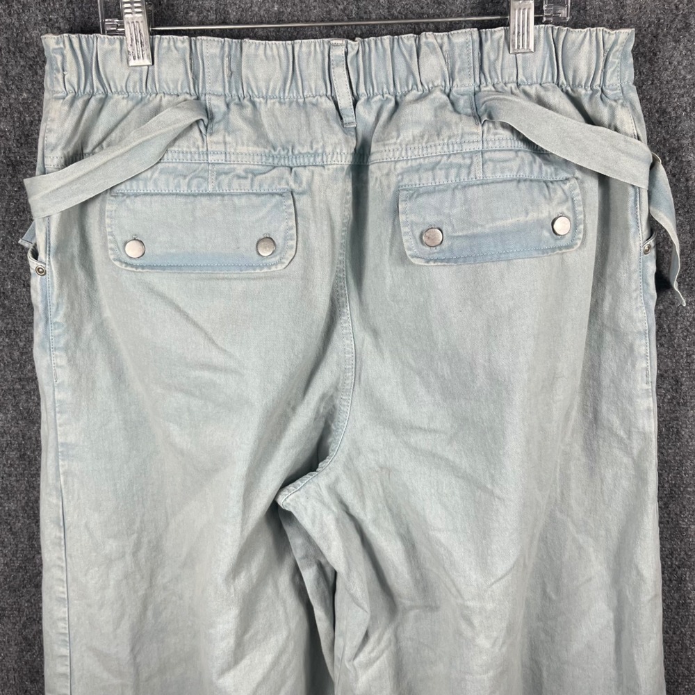 Free People Wide Leg Pants Women XL Light Wash Blue Cotton D-Ring OB2201452 - Picture 4 of 12